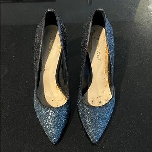 Nine West Black and Blue Ombré Glitter Heels